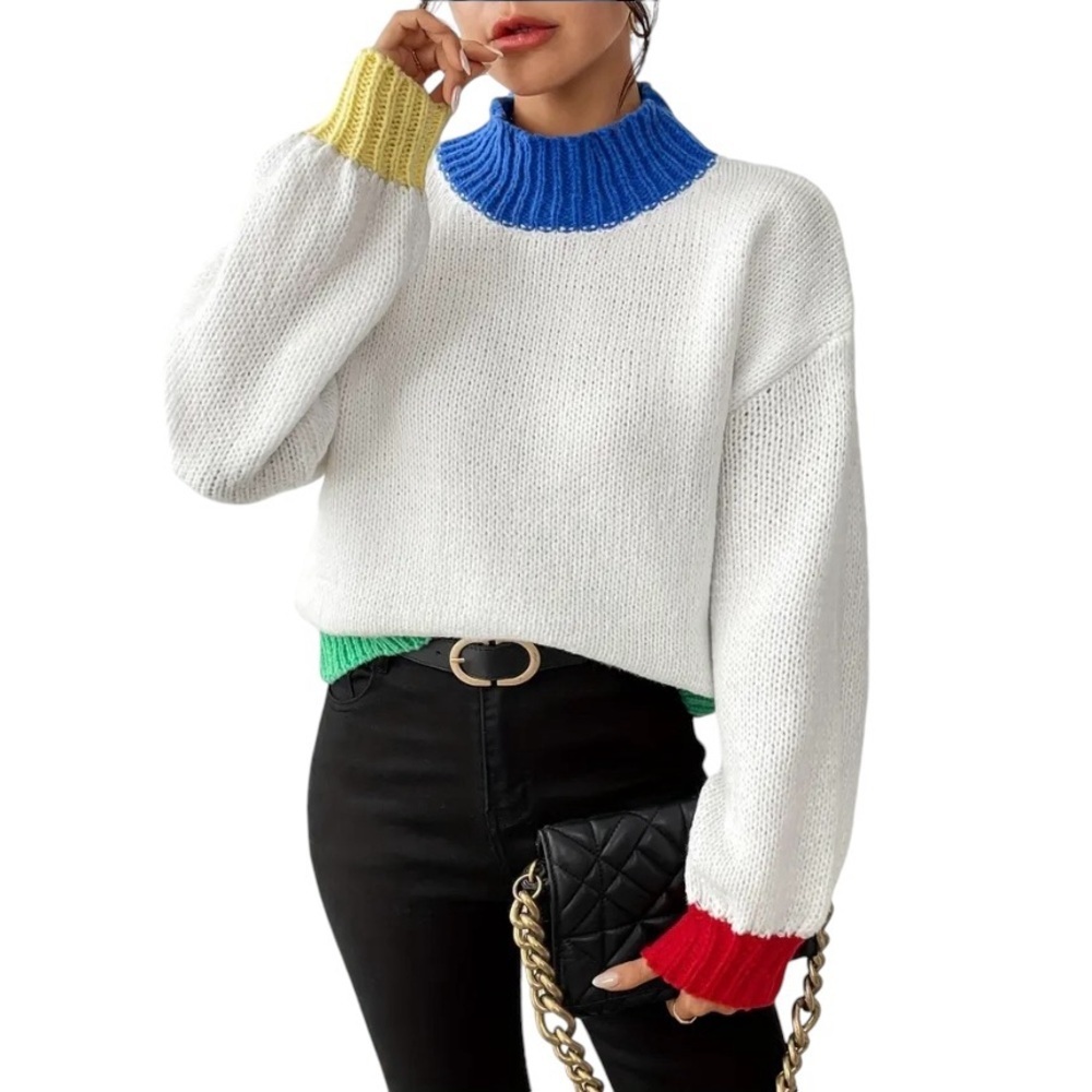 Colorblock High Neck Sweater - Picture 10 of 13